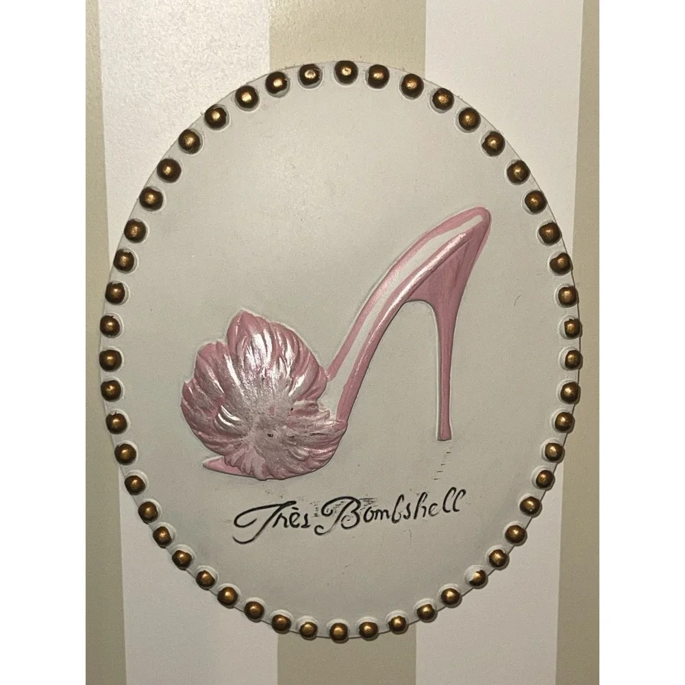 Pink French Powder Box & Matching Waste Basket Girly‎ Powder Room